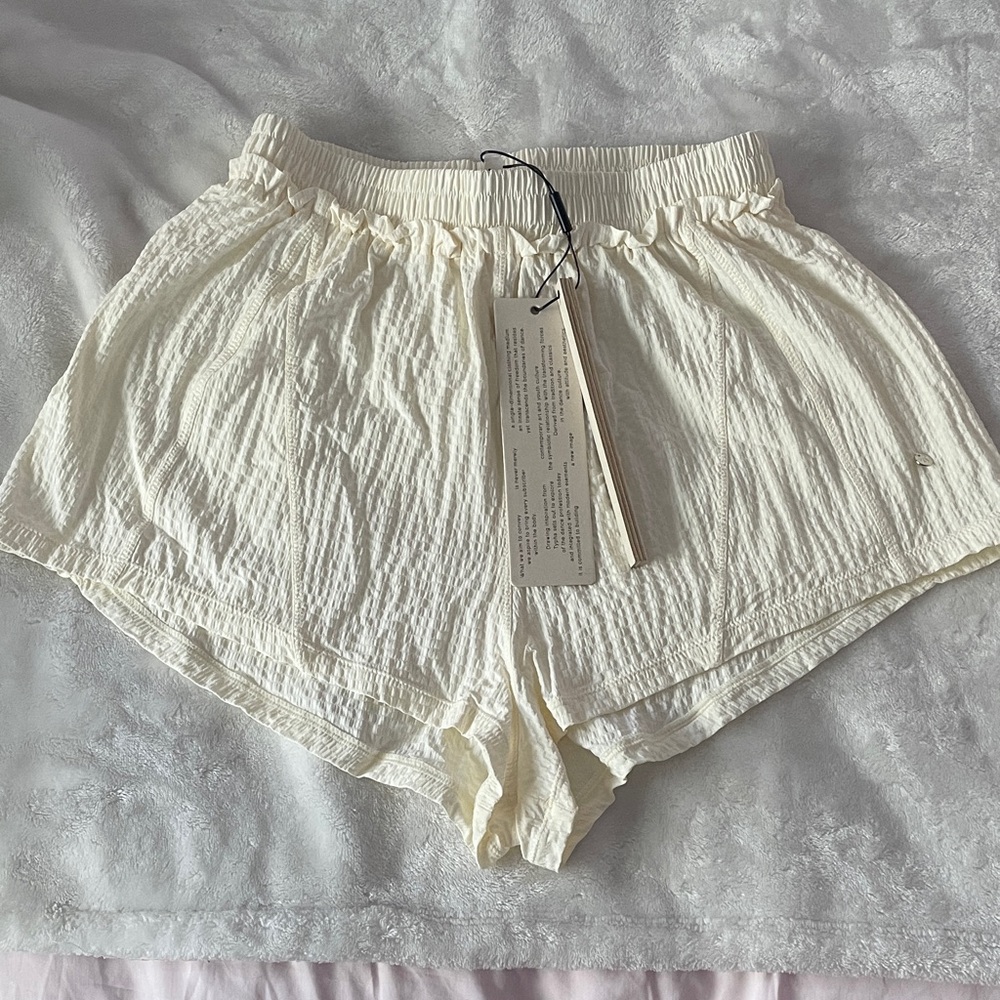 Typha textured smocked waist dance shorts in cream - Picture 1 of 3